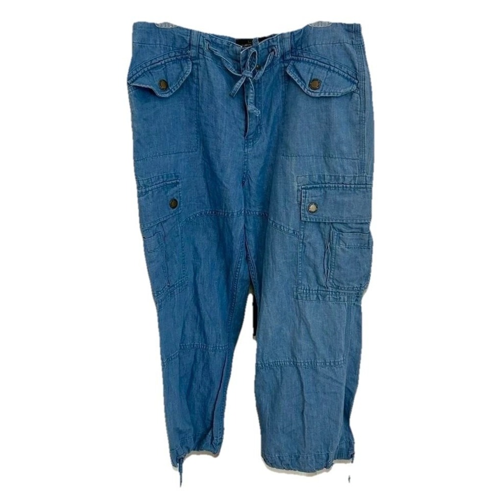 Polo Ralph Lauren Women's‎ Chambray Cargo Pants Size M Ankle Length  Y2K EUC